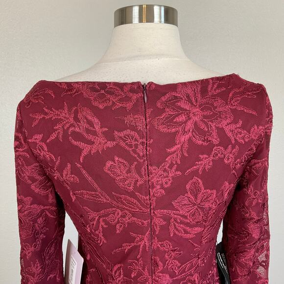 JS Collections Women's Formal Dress Size 4 Red Lace Long Sleeve Evening Gown - Picture 6 of 11